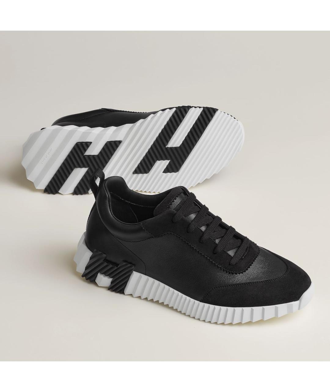 HERMES Черные кожаные низкие кроссовки / кеды, фото 3