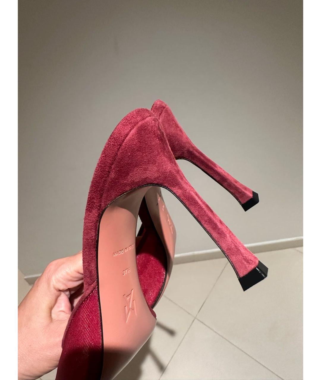 Amina Muaddi Бордовые замшевые мюли, фото 7