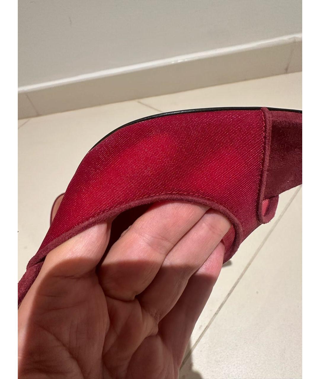 Amina Muaddi Бордовые замшевые мюли, фото 8