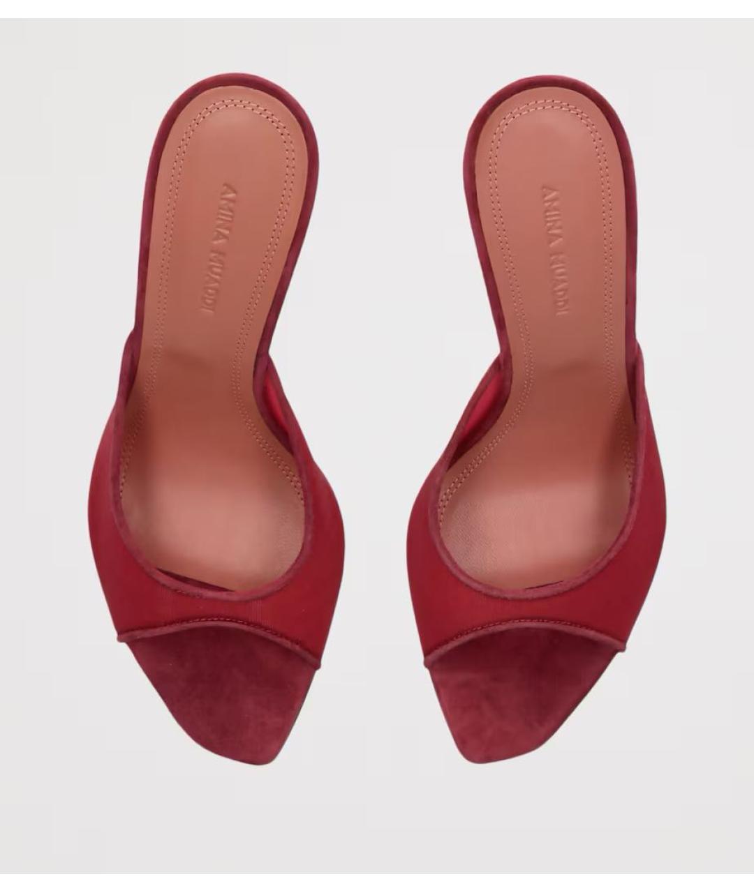Amina Muaddi Бордовые замшевые мюли, фото 2