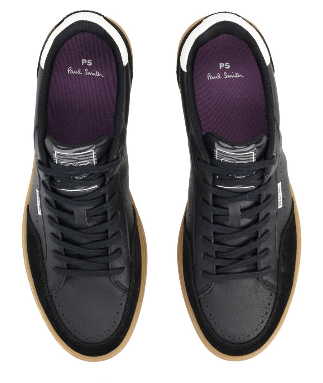 PS BY PAUL SMITH Черные кожаные низкие кроссовки / кеды, фото 5