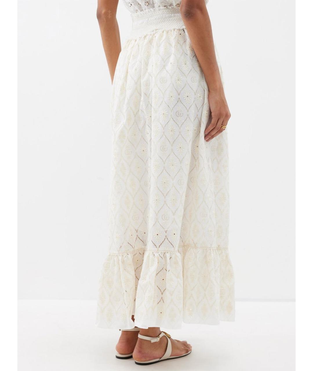 GUCCI Бежевая хлопковая юбка миди, фото 4