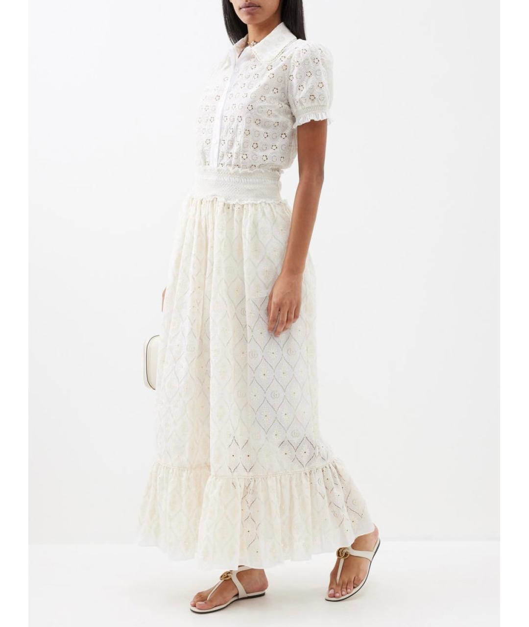 GUCCI Бежевая хлопковая юбка миди, фото 2