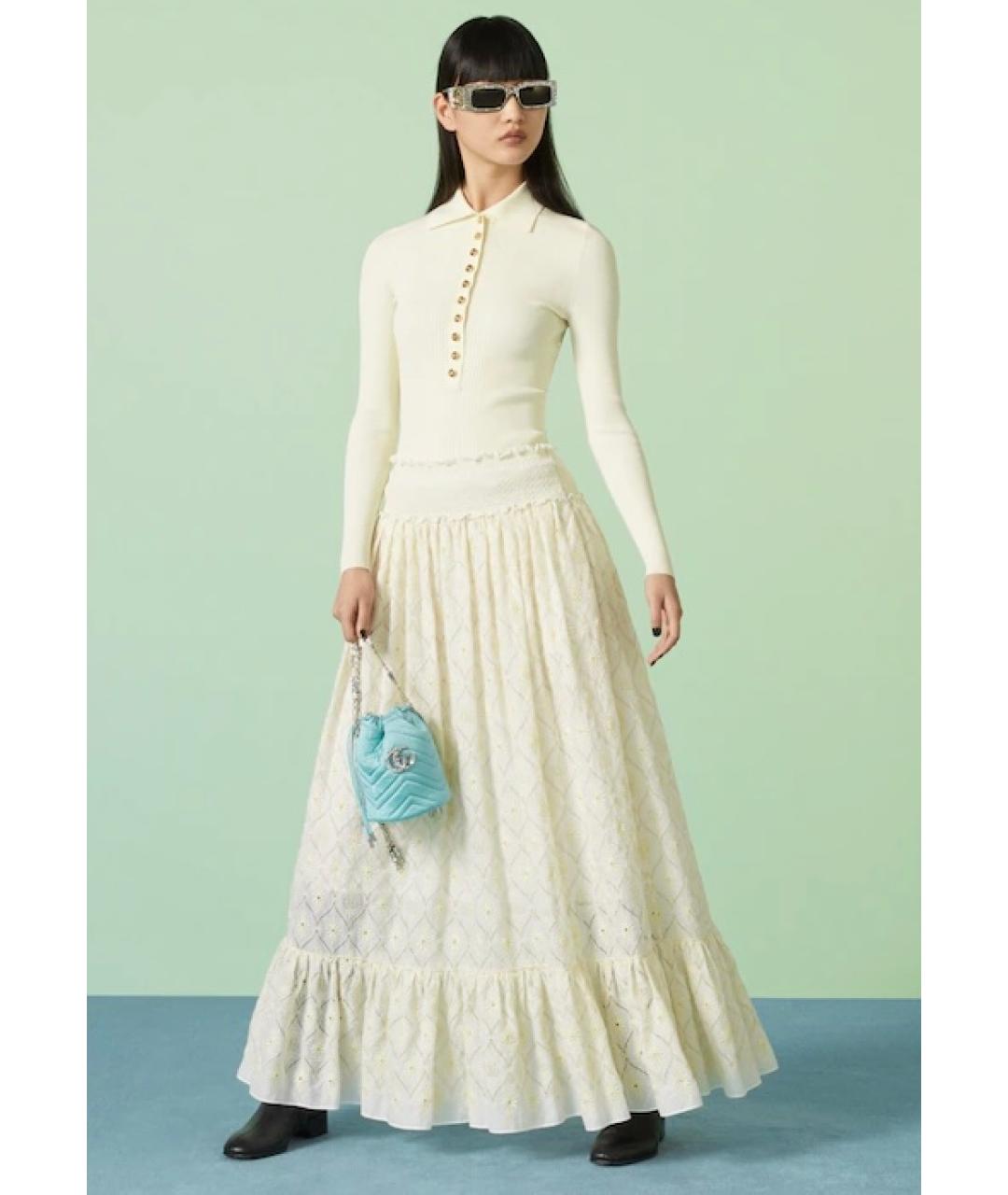 GUCCI Бежевая хлопковая юбка миди, фото 6