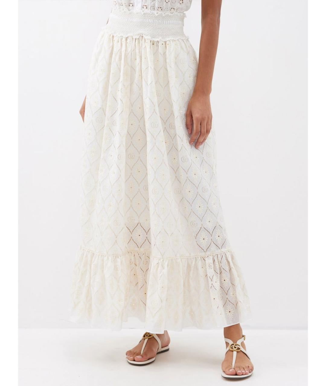 GUCCI Бежевая хлопковая юбка миди, фото 3