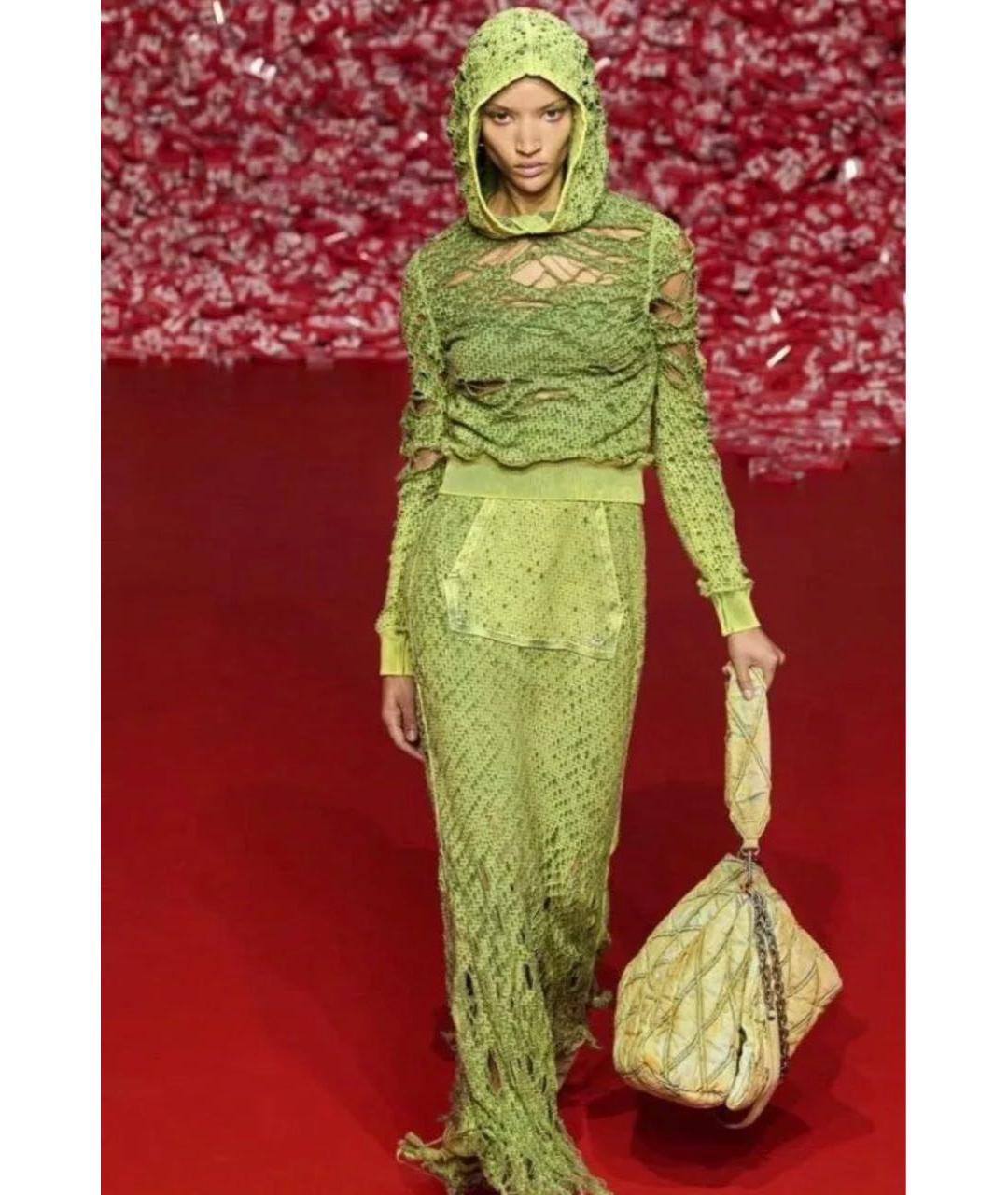 DIESEL Зеленая хлопковая юбка макси, фото 6