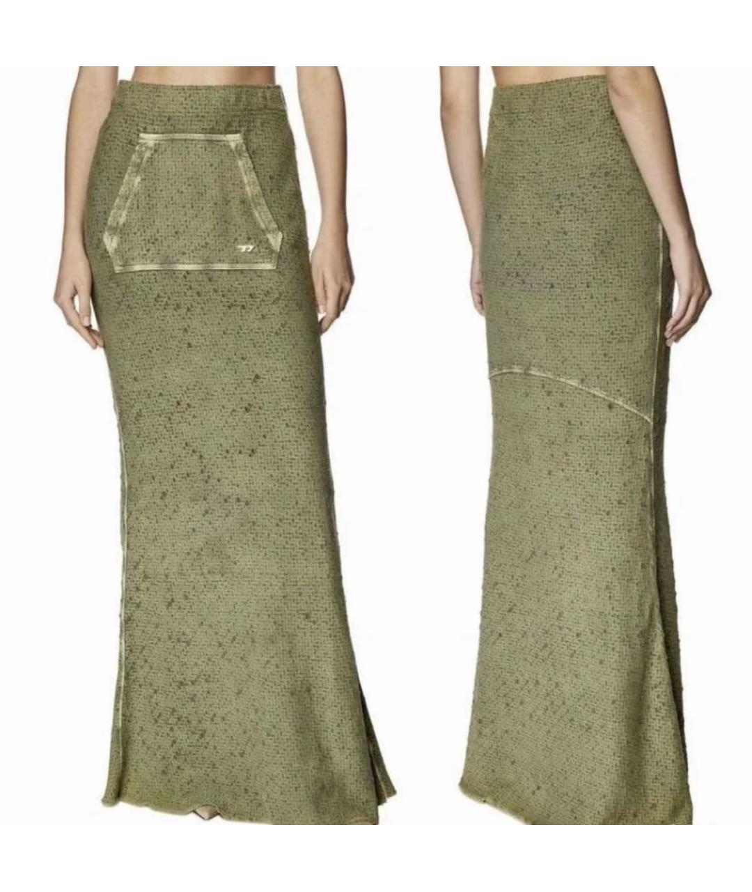 DIESEL Зеленая хлопковая юбка макси, фото 4