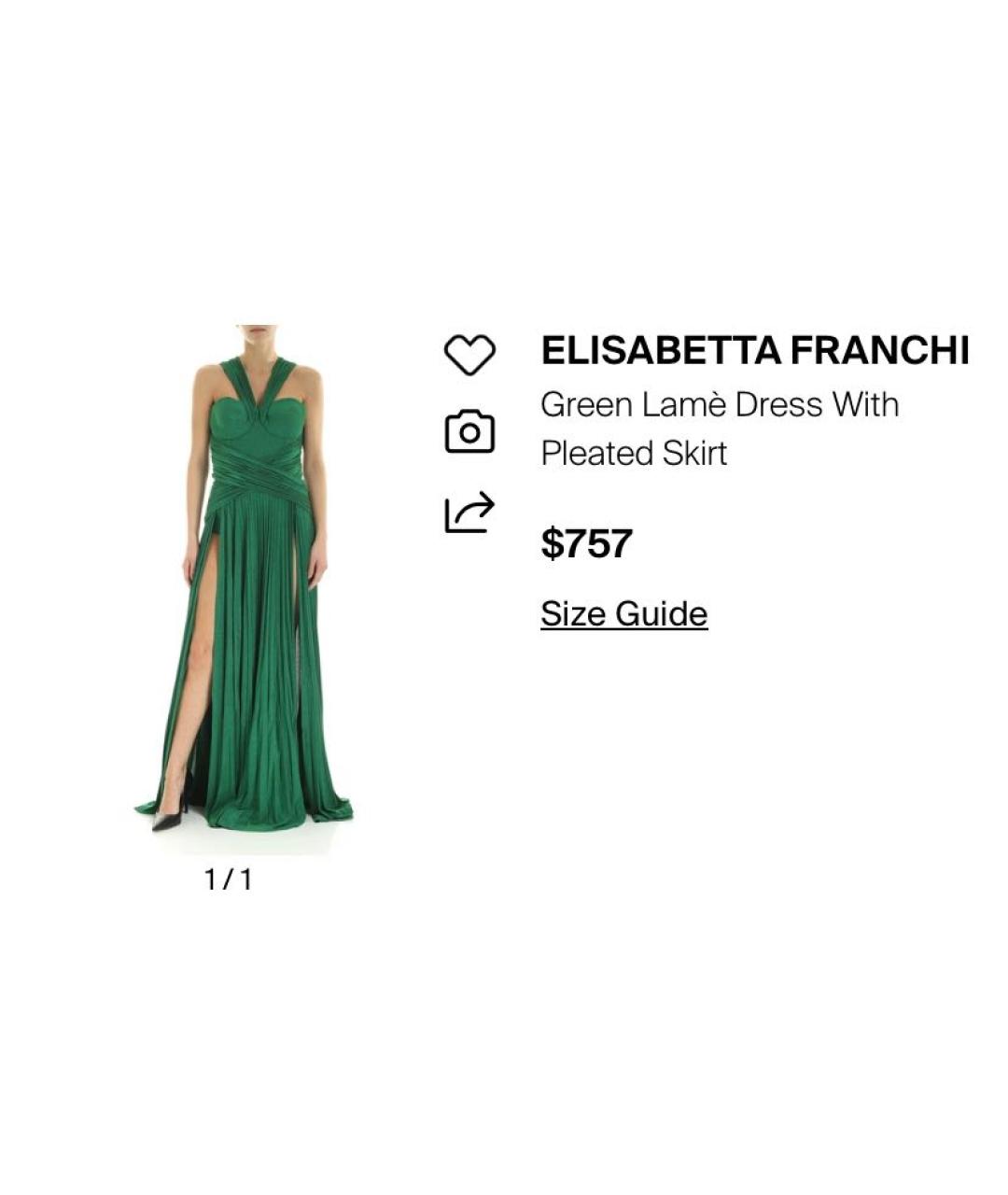 ELISABETTA FRANCHI Зеленые вискозное вечернее платье, фото 5