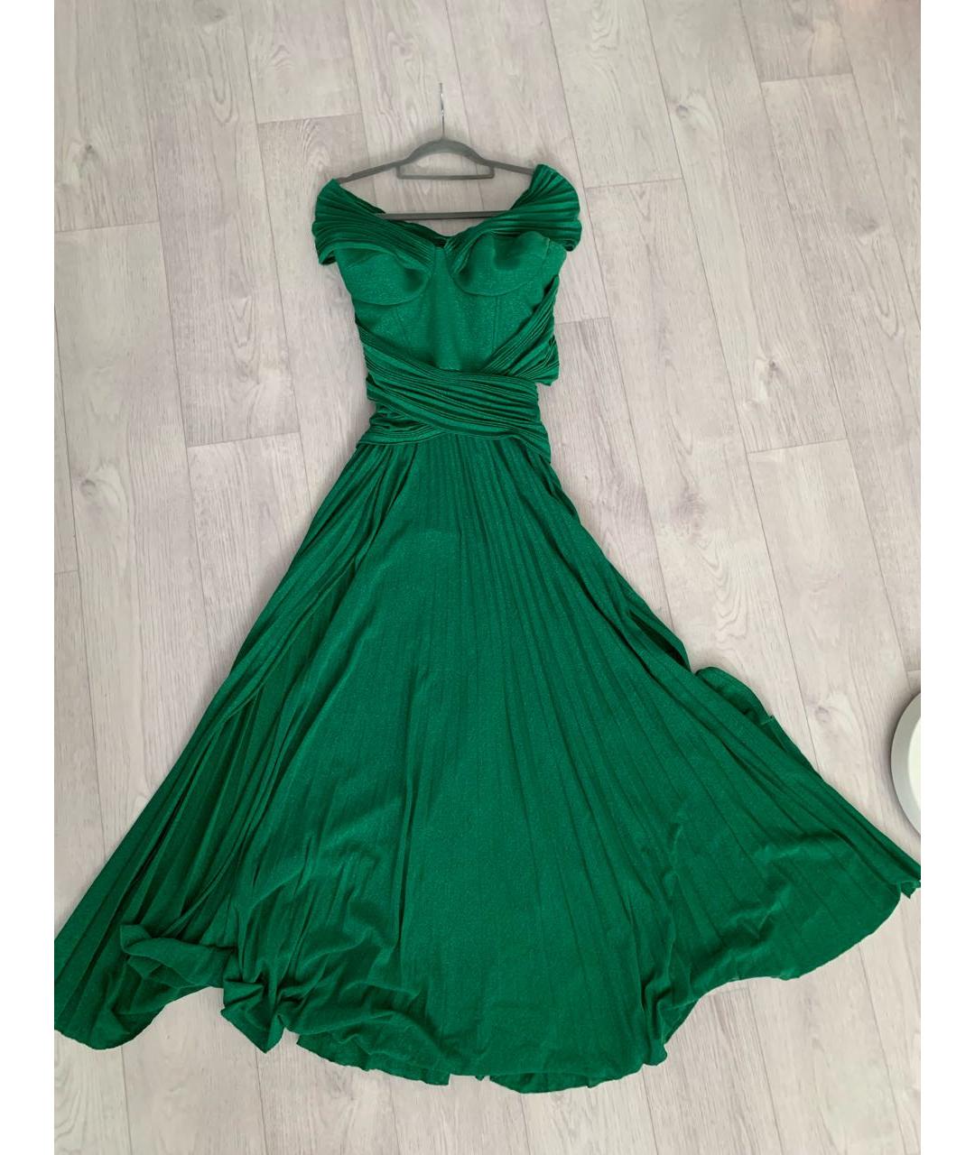ELISABETTA FRANCHI Зеленые вискозное вечернее платье, фото 6