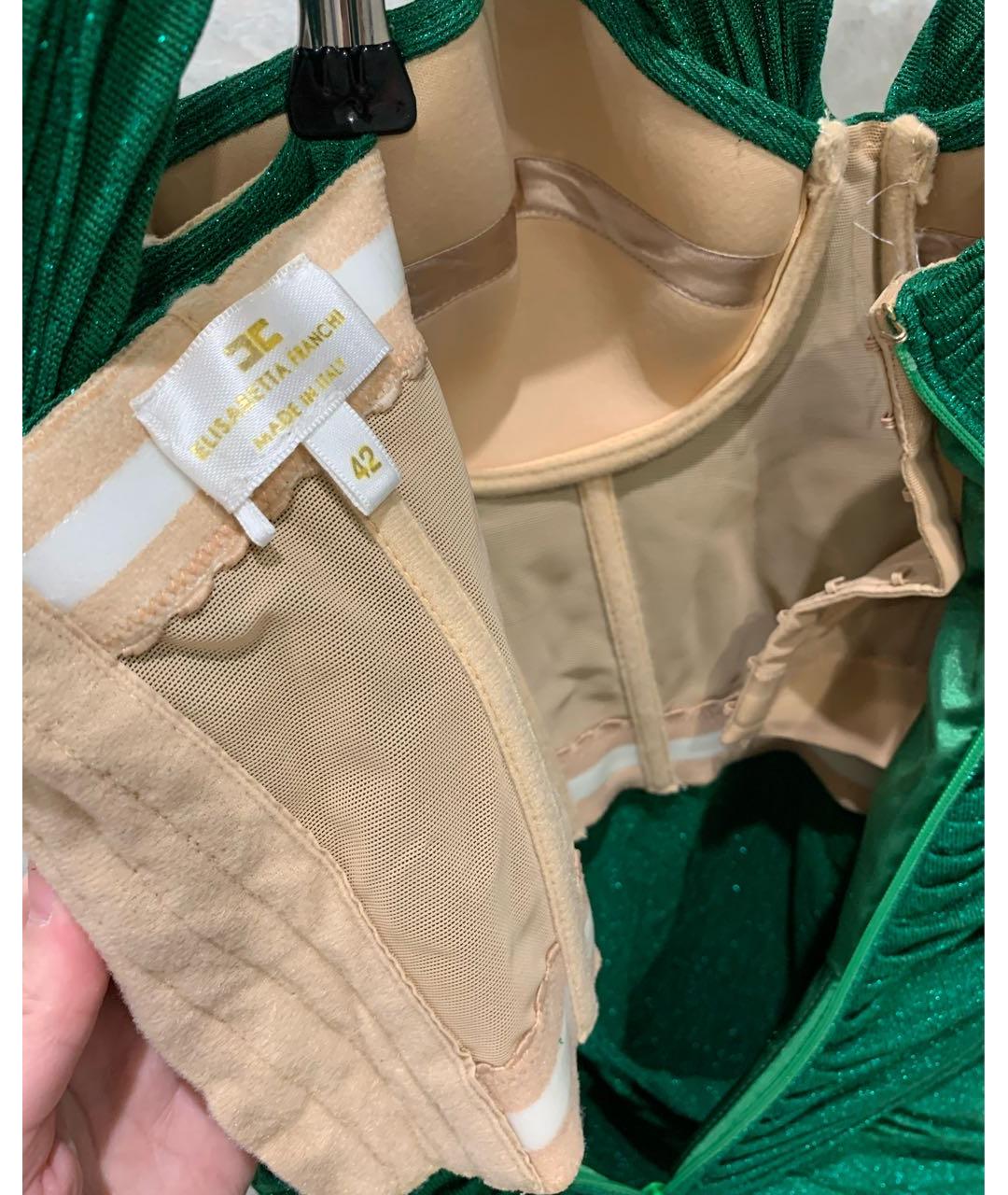 ELISABETTA FRANCHI Зеленые вискозное вечернее платье, фото 4