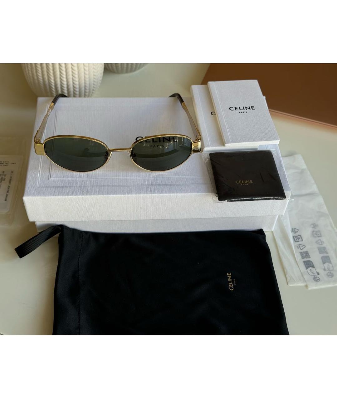 CELINE Золотые металлические солнцезащитные очки, фото 5