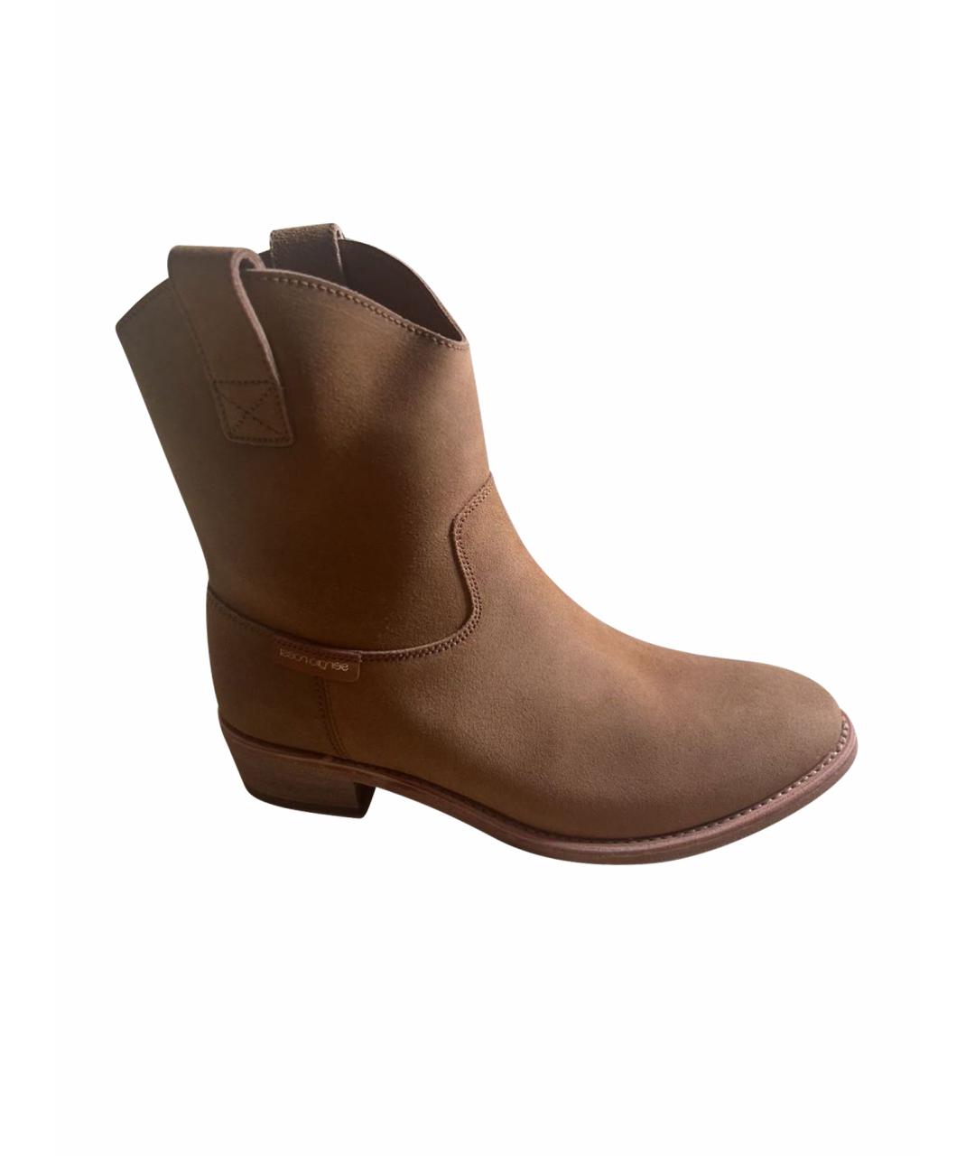 SERGIO ROSSI Бежевые замшевые ботильоны, фото 1