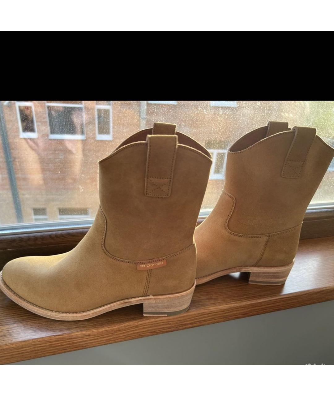 SERGIO ROSSI Бежевые замшевые ботильоны, фото 4