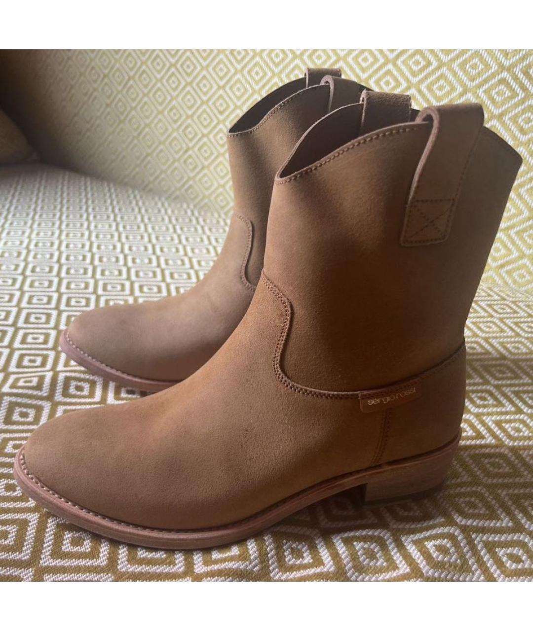 SERGIO ROSSI Бежевые замшевые ботильоны, фото 5