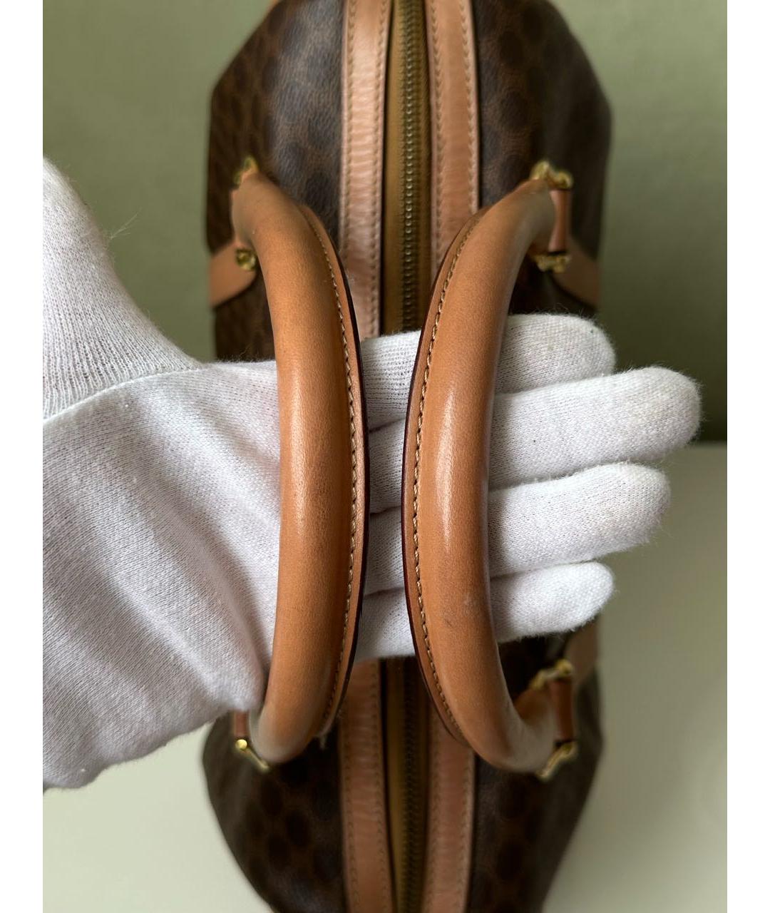CELINE Коричневая кожаная сумка с короткими ручками, фото 5