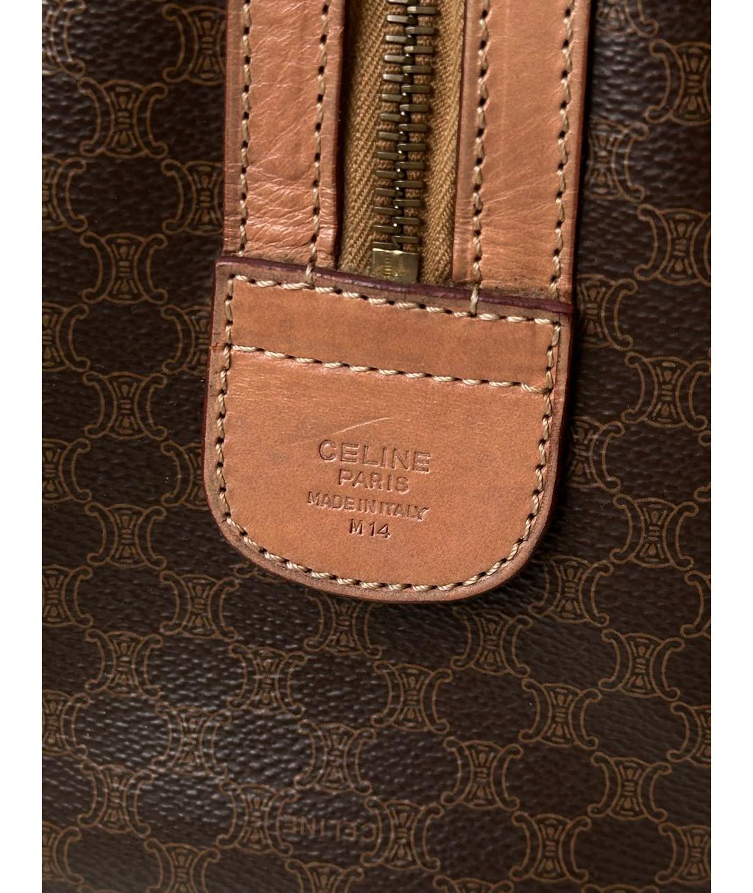 CELINE Коричневая кожаная сумка с короткими ручками, фото 8