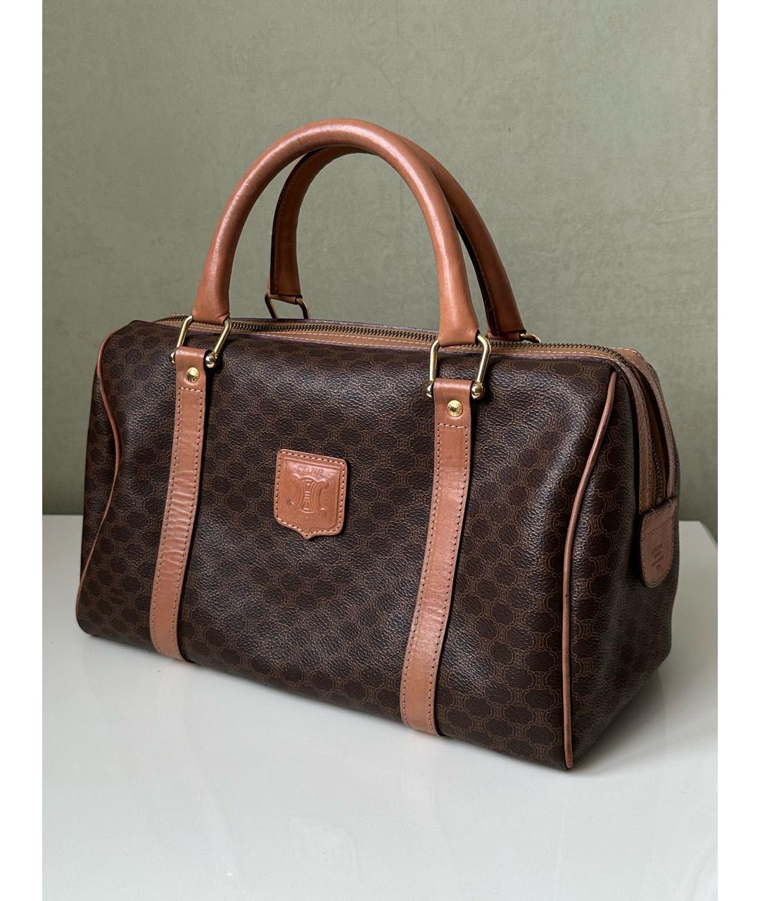 CELINE Коричневая кожаная сумка с короткими ручками, фото 2