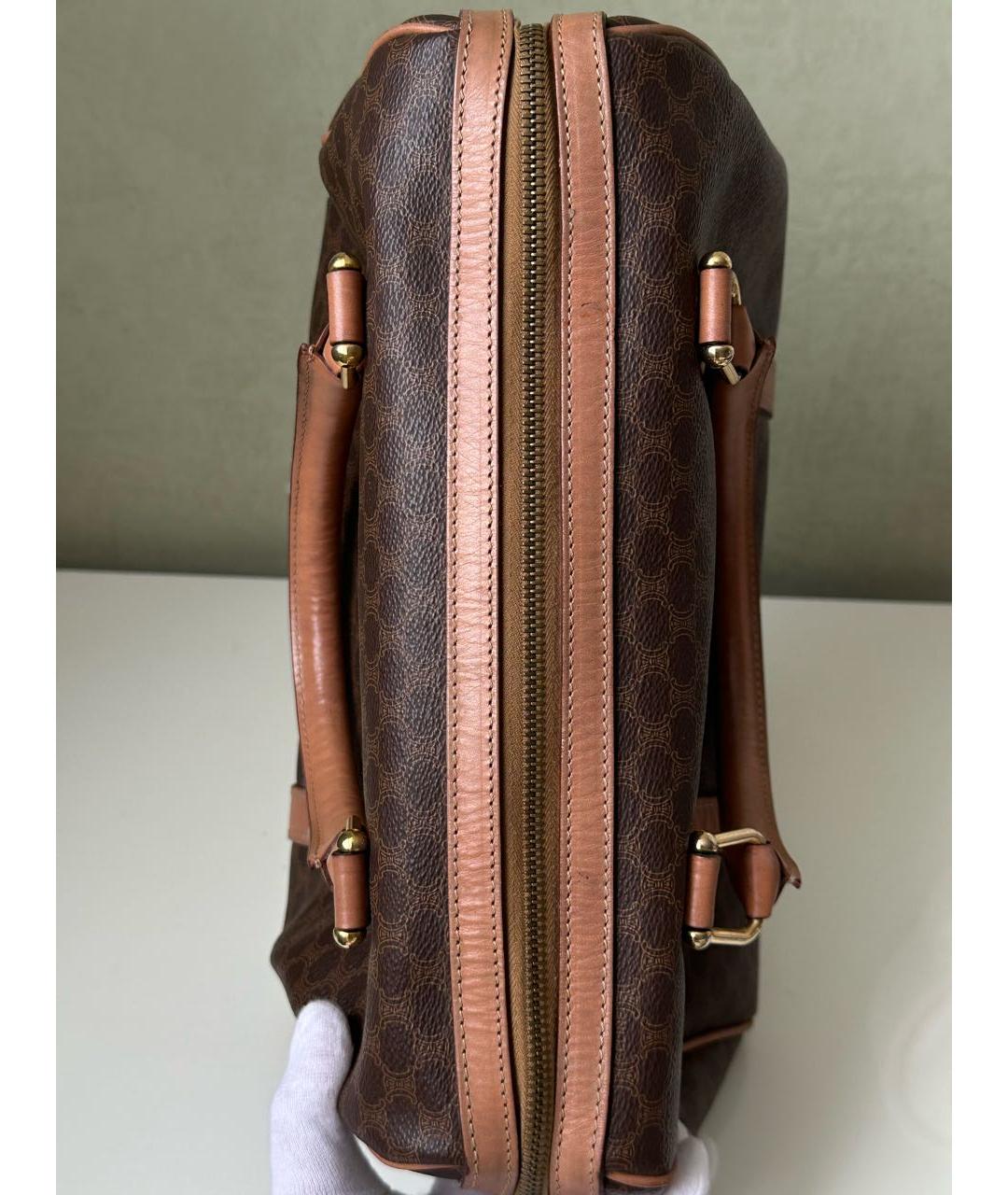 CELINE Коричневая кожаная сумка с короткими ручками, фото 7