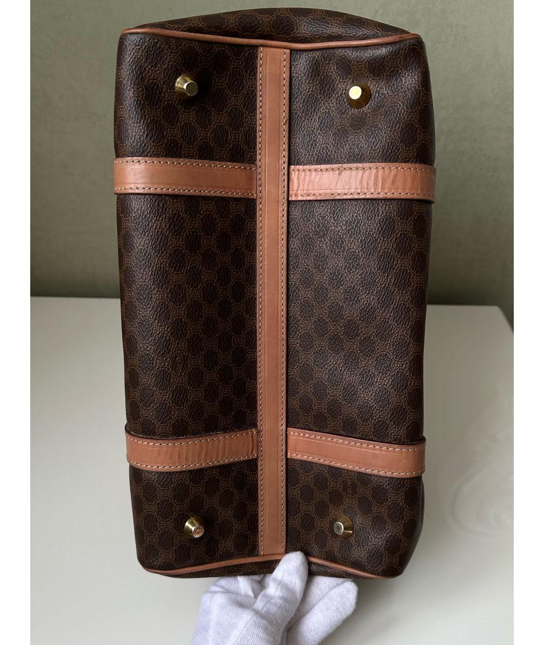 CELINE Коричневая кожаная сумка с короткими ручками, фото 6