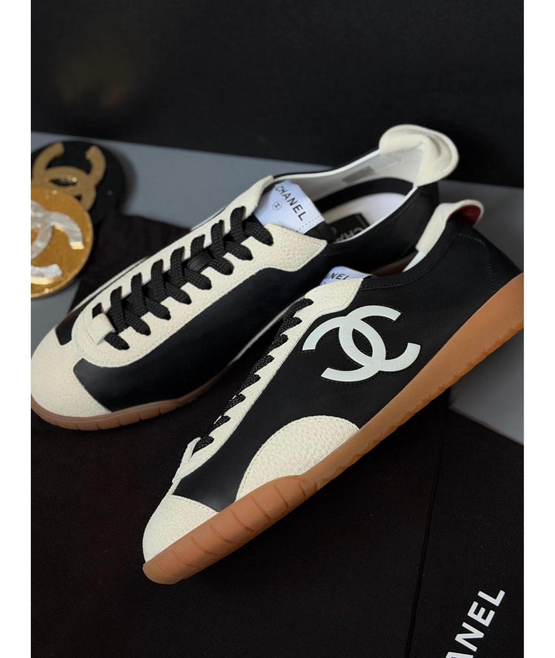 CHANEL Черные кожаные кеды, фото 3