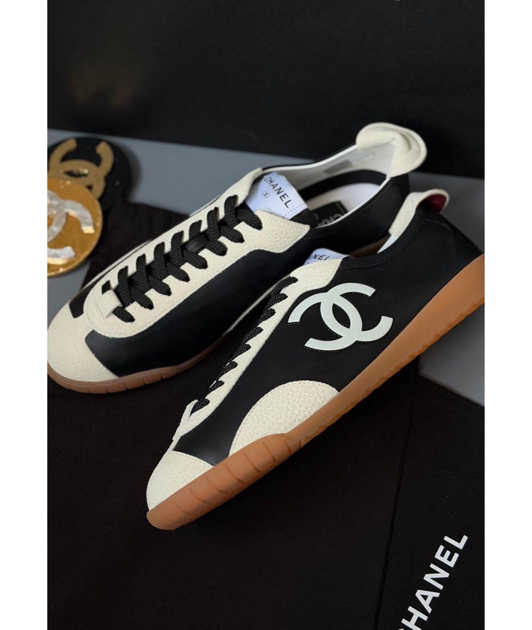 CHANEL Черные кожаные кеды, фото 2