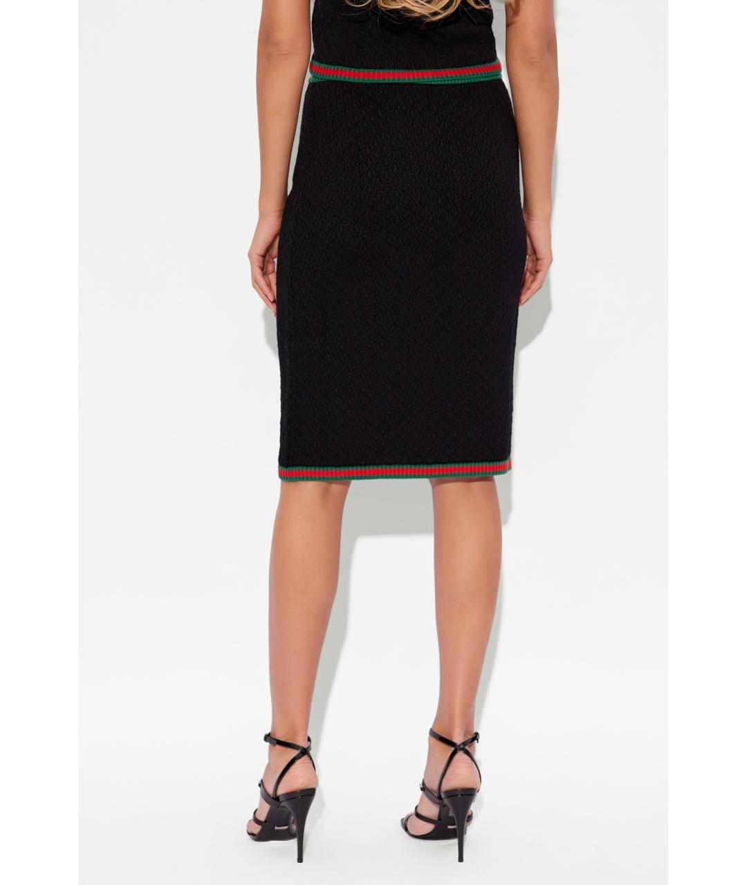 GUCCI Черная полиэстеровая юбка миди, фото 4