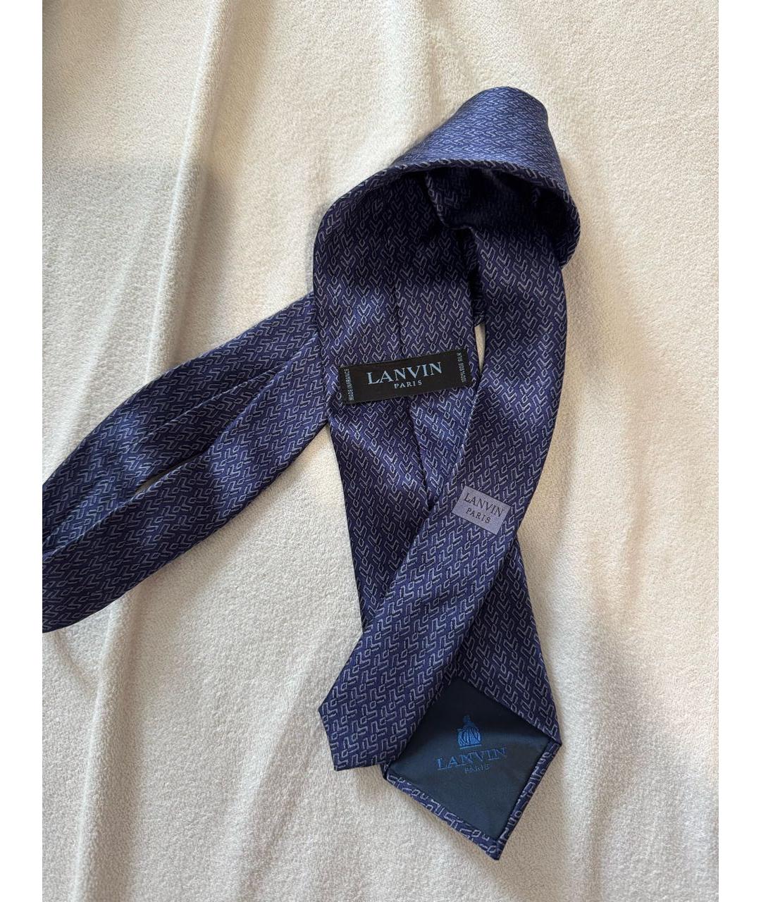LANVIN Синий шелковый галстук, фото 4