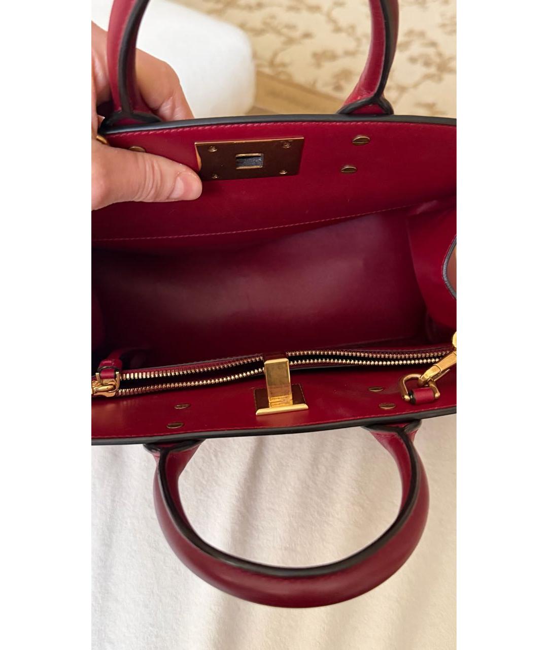 FERRAGAMO Бордовая кожаная сумка с короткими ручками, фото 2
