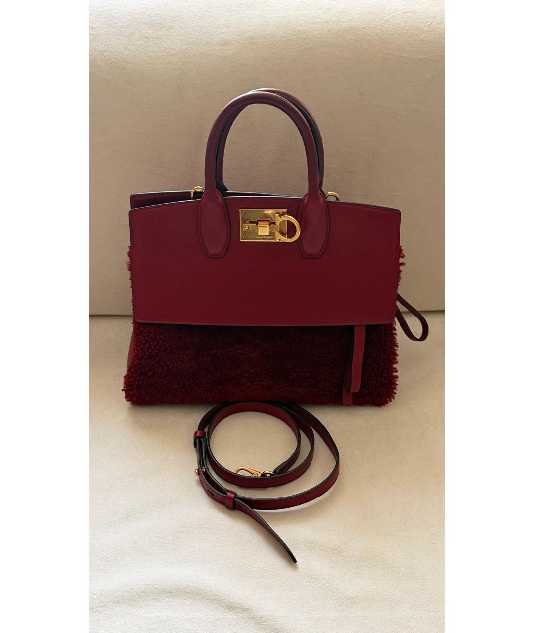 FERRAGAMO Бордовая кожаная сумка с короткими ручками, фото 8