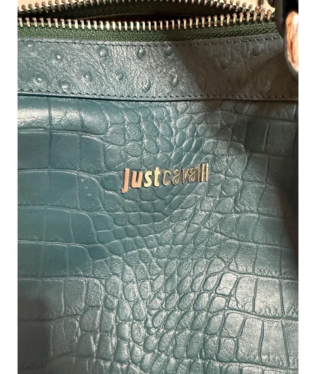 JUST CAVALLI Зеленая кожаная сумка тоут, фото 2