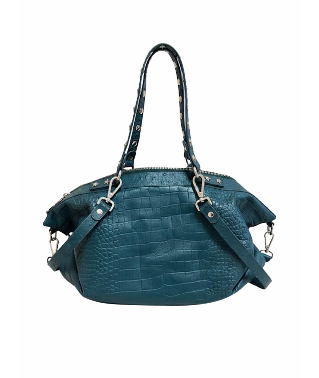 JUST CAVALLI Зеленая кожаная сумка тоут, фото 1