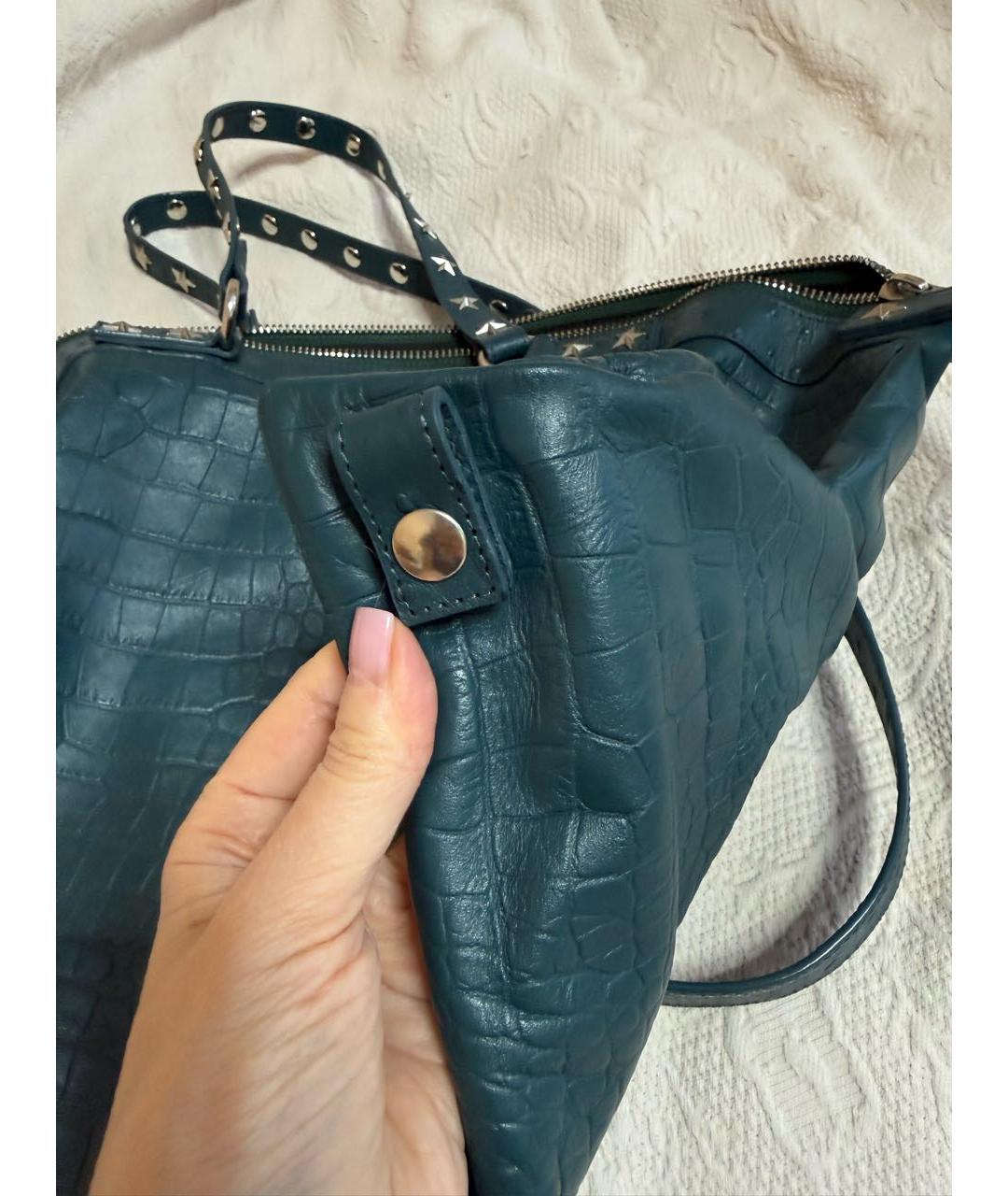 JUST CAVALLI Зеленая кожаная сумка тоут, фото 4