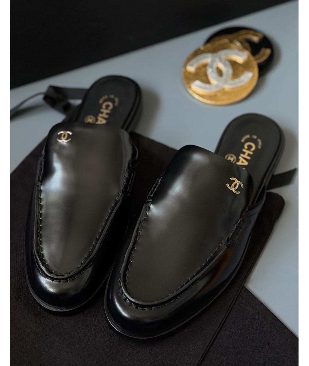 CHANEL Черные кожаные мюли, фото 3
