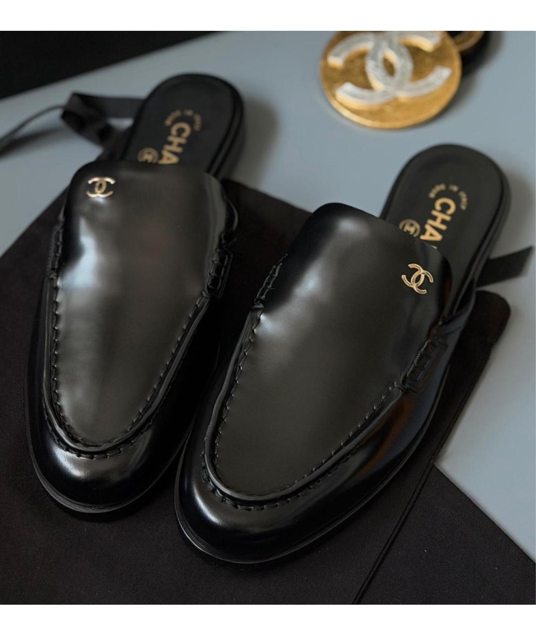 CHANEL Черные кожаные мюли, фото 2