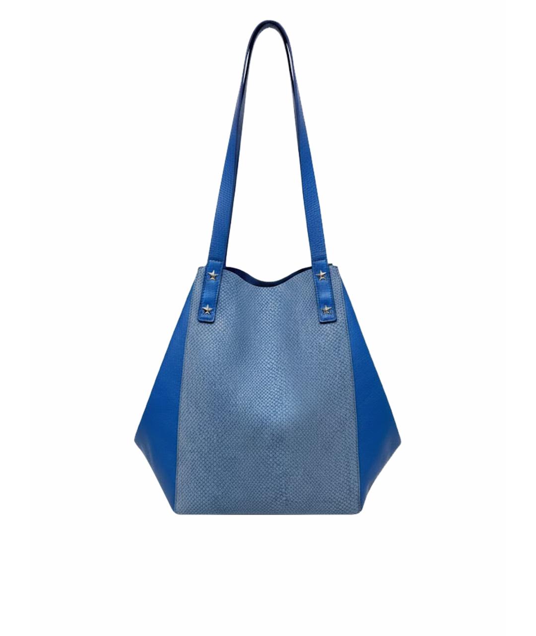 JUST CAVALLI Синяя кожаная сумка тоут, фото 1