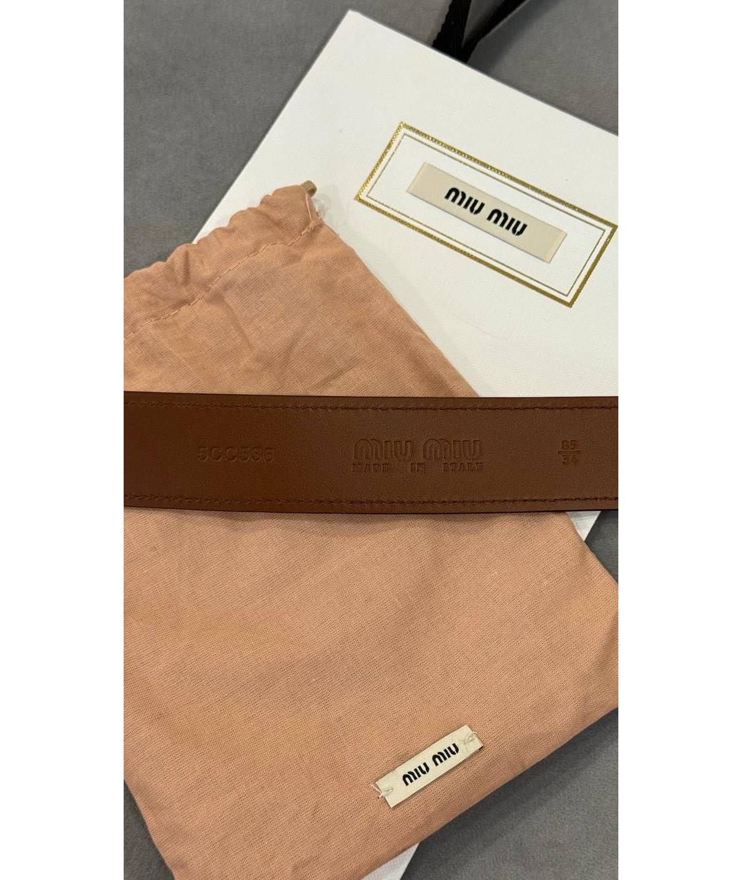 MIU MIU Коричневый кожаный ремень, фото 4