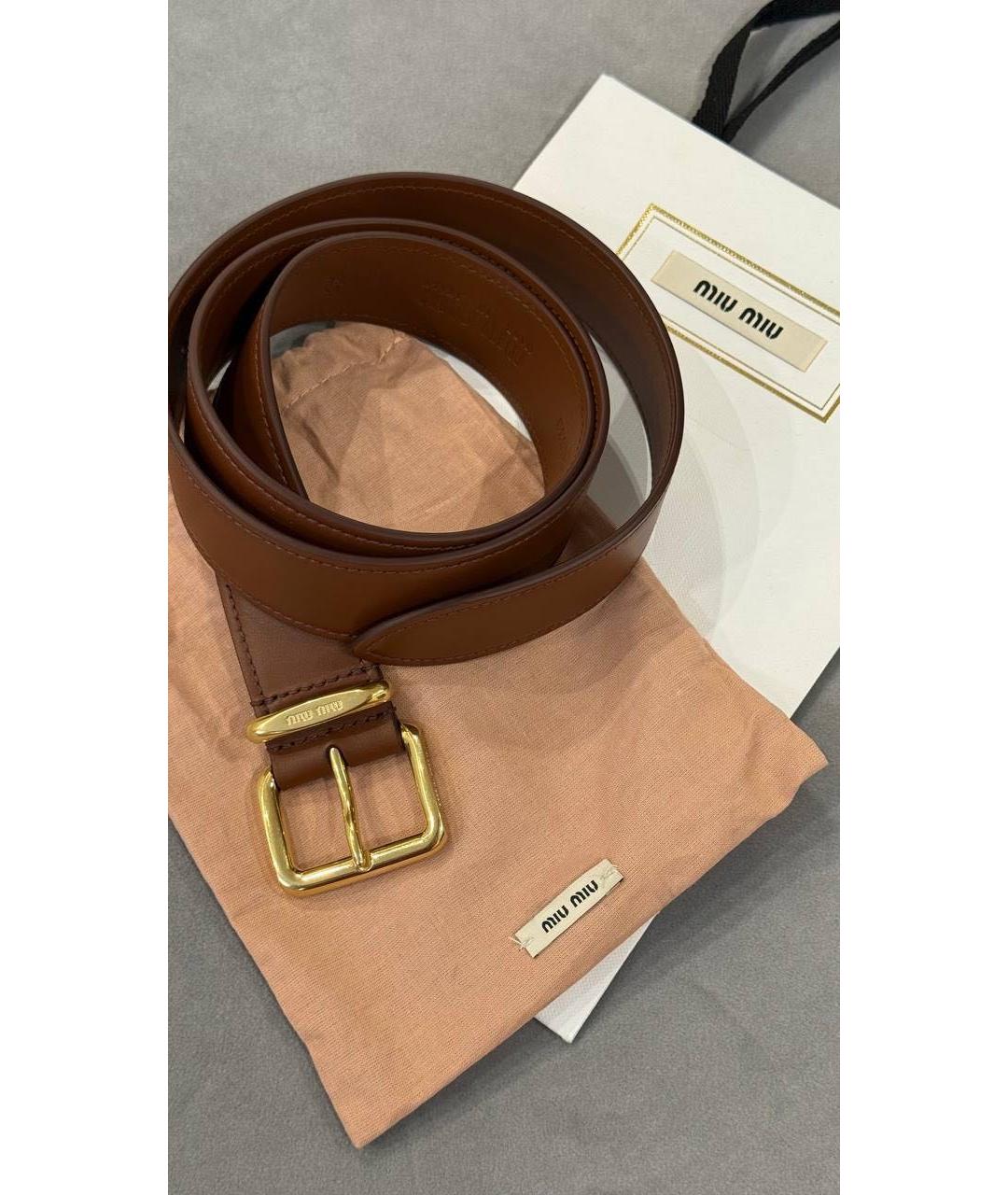 MIU MIU Коричневый кожаный ремень, фото 5