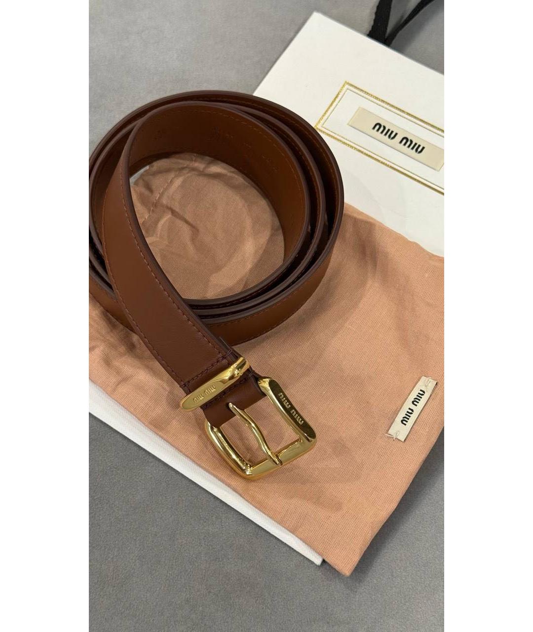 MIU MIU Коричневый кожаный ремень, фото 7
