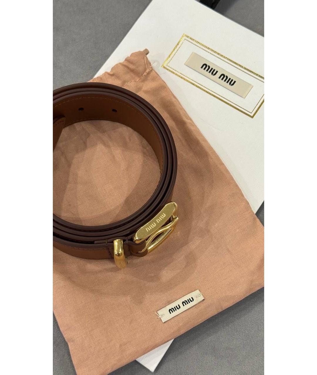 MIU MIU Коричневый кожаный ремень, фото 6