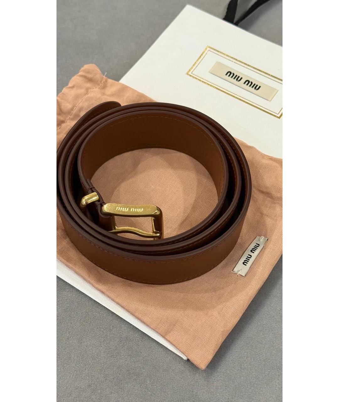 MIU MIU Коричневый кожаный ремень, фото 8