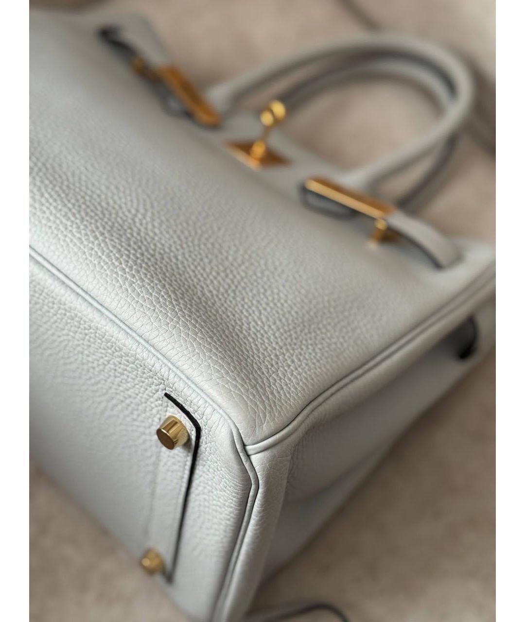 HERMES Серая кожаная сумка с короткими ручками, фото 6