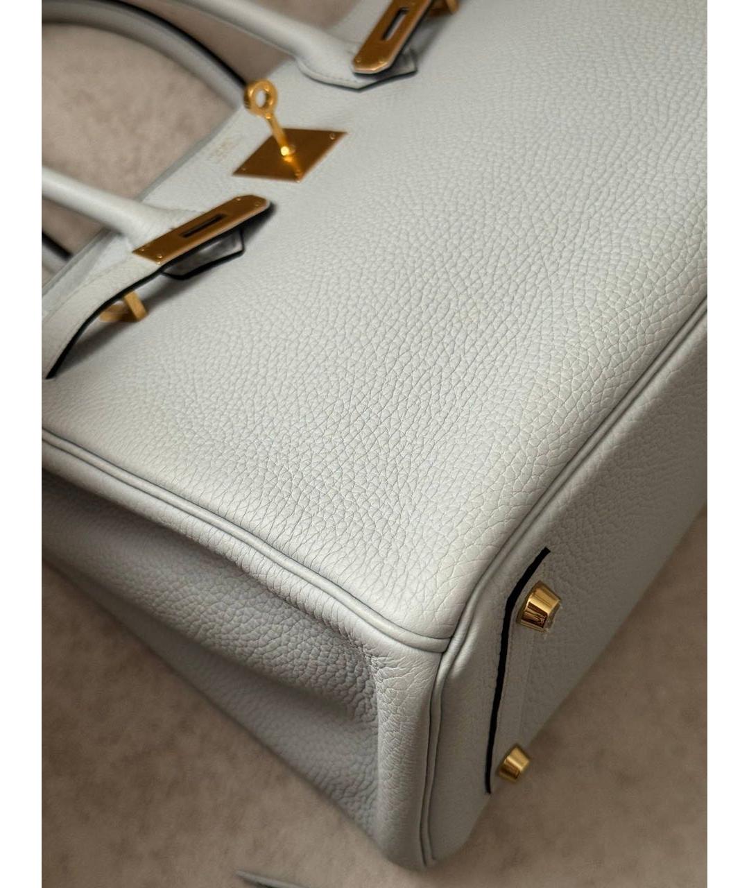 HERMES Серая кожаная сумка с короткими ручками, фото 5