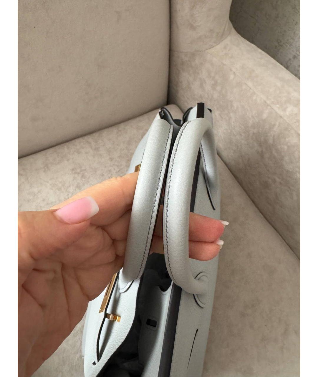 HERMES Серая кожаная сумка с короткими ручками, фото 3