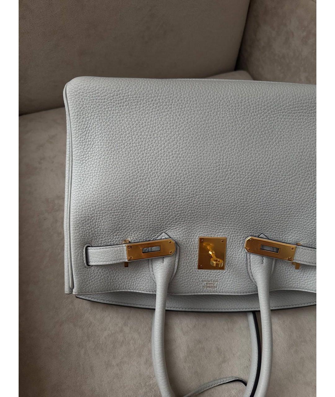 HERMES Серая кожаная сумка с короткими ручками, фото 2