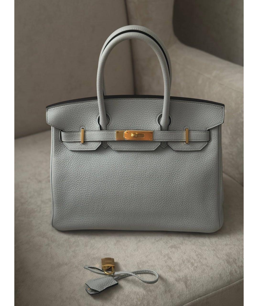 HERMES Серая кожаная сумка с короткими ручками, фото 9