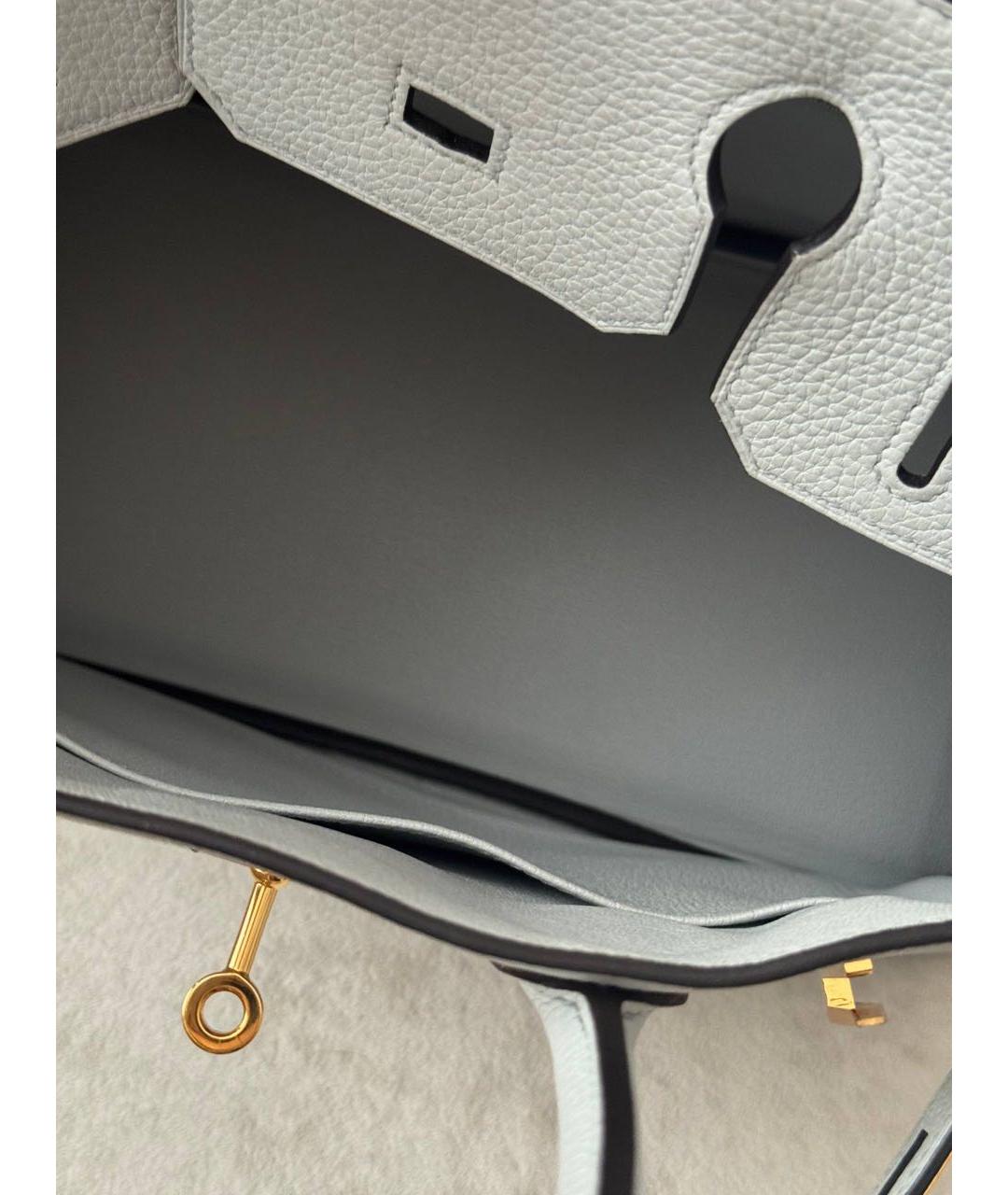 HERMES Серая кожаная сумка с короткими ручками, фото 8