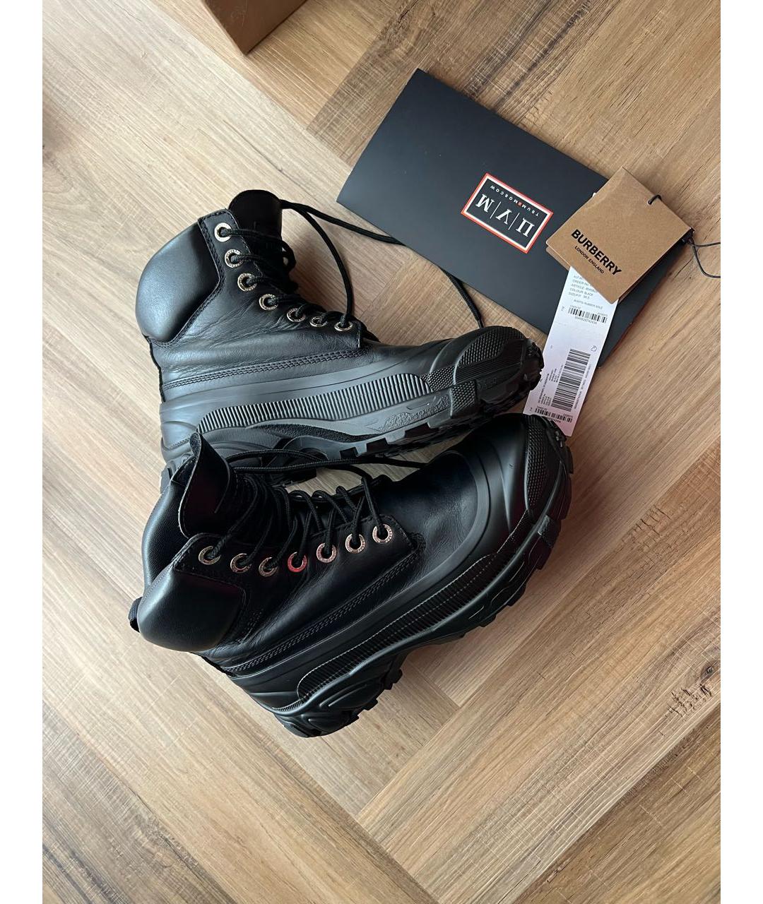 BURBERRY Черные кожаные ботинки, фото 3