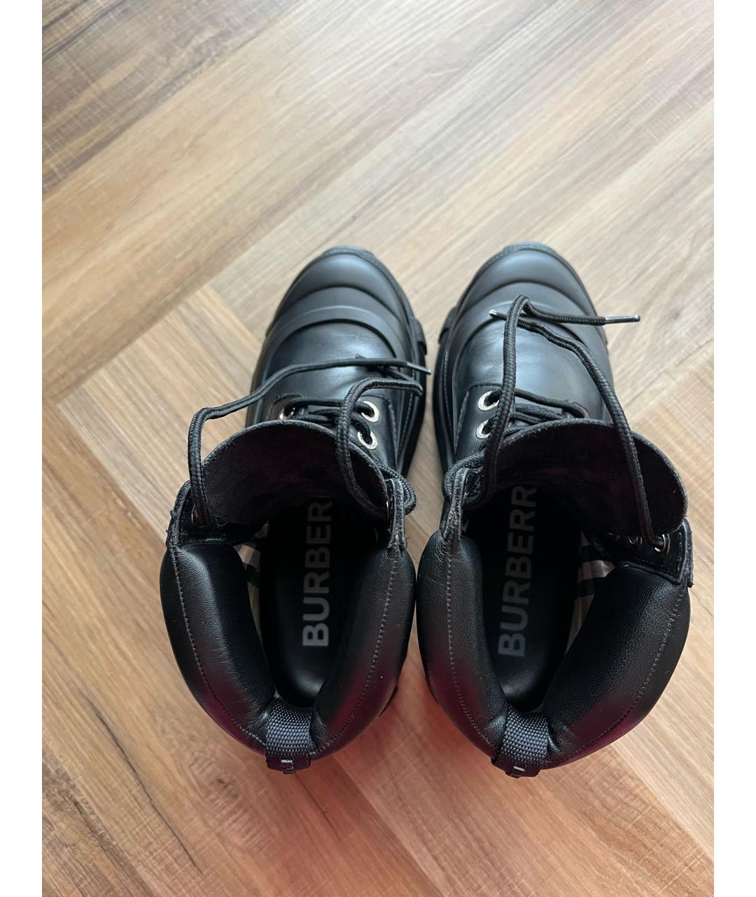 BURBERRY Черные кожаные ботинки, фото 4