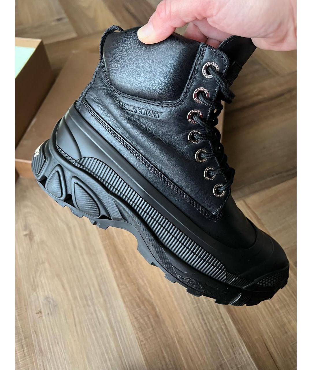 BURBERRY Черные кожаные ботинки, фото 7