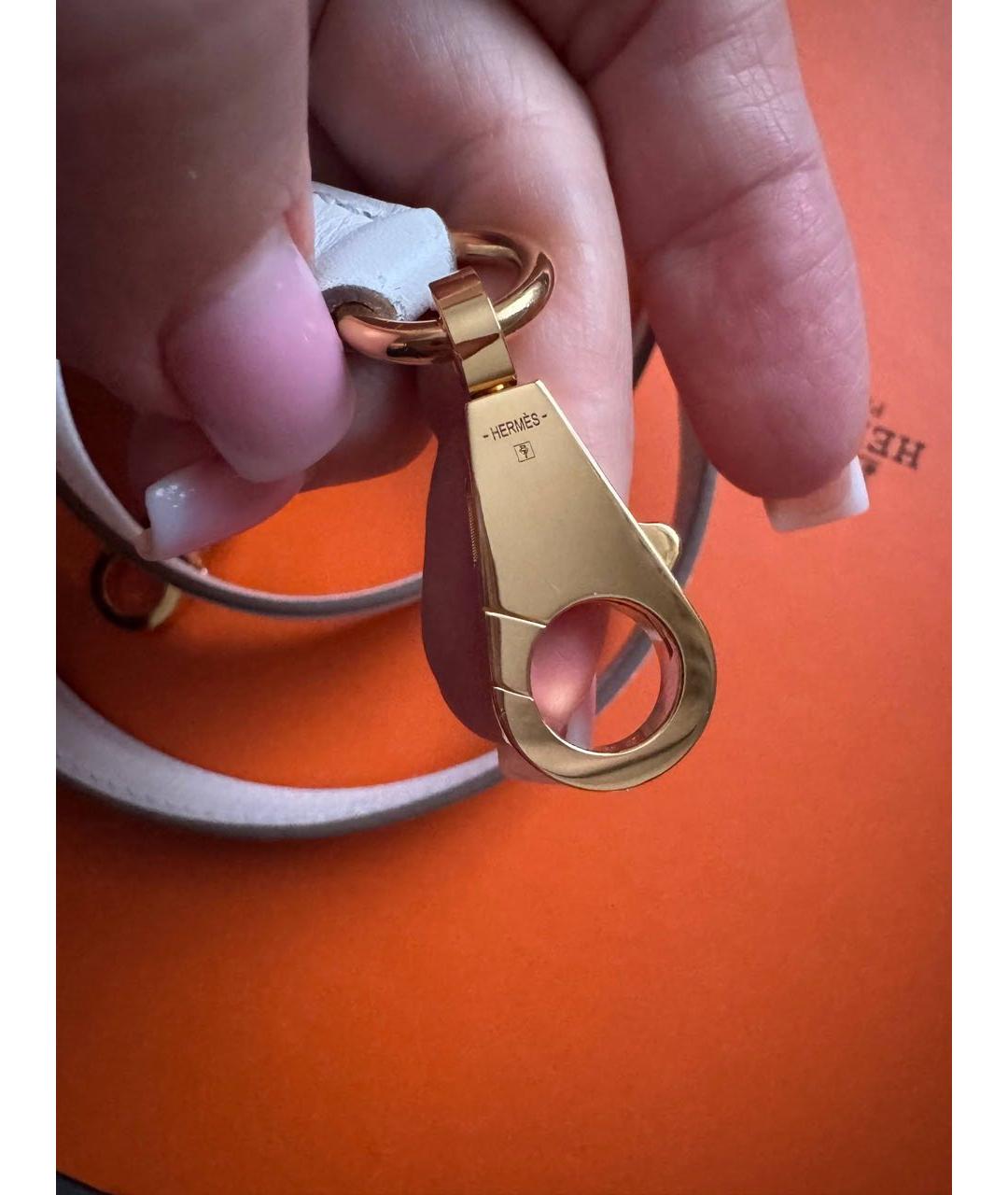 HERMES Белая кожаная сумка с короткими ручками, фото 5